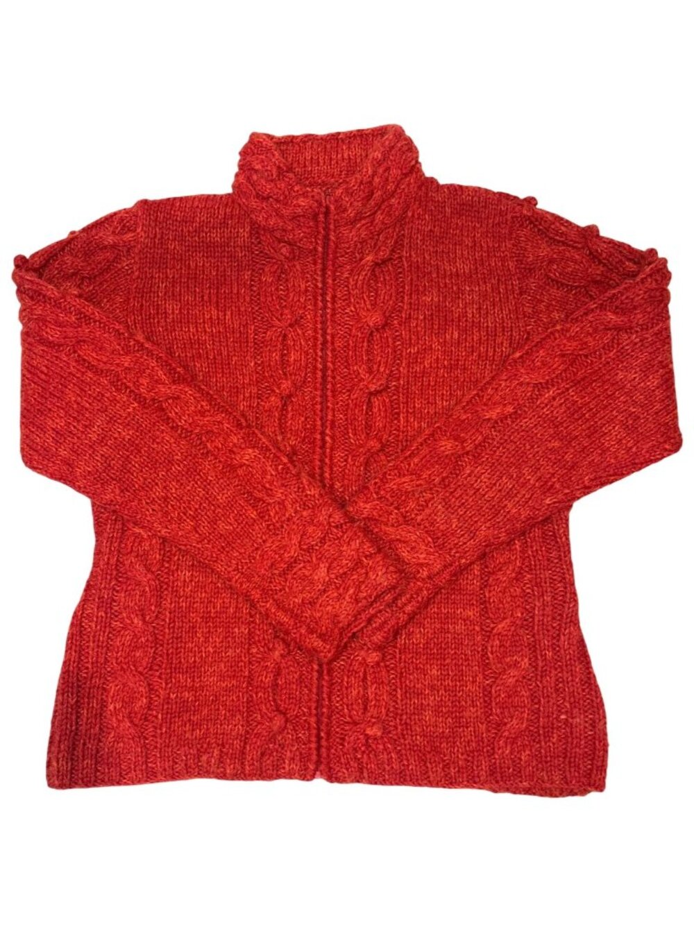 Icelandic Designs Burnt Orange Zip-Up Cardigan Sweater Size Small